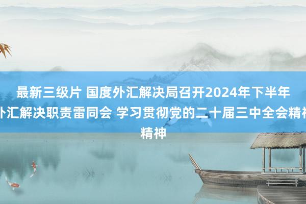 最新三级片 国度外汇解决局召开2024年下半年外汇解决职责雷同会 学习贯彻党的二十届三中全会精神