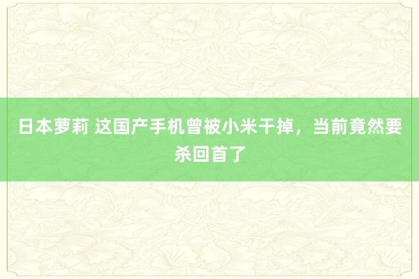 日本萝莉 这国产手机曾被小米干掉，当前竟然要杀回首了