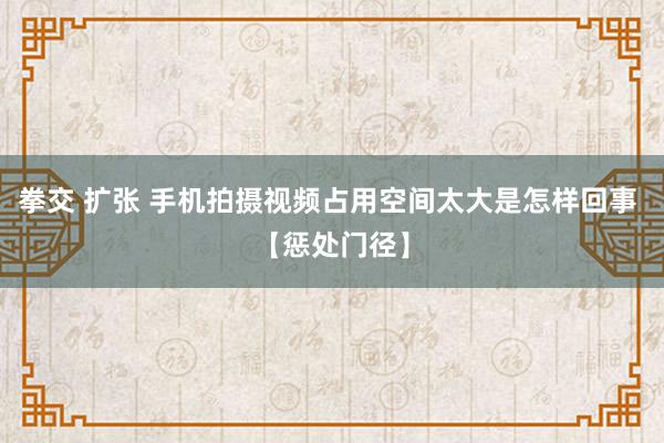 拳交 扩张 手机拍摄视频占用空间太大是怎样回事 【惩处门径】