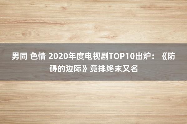 男同 色情 2020年度电视剧TOP10出炉：《防碍的边际》竟排终末又名