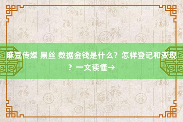 麻豆传媒 黑丝 数据金钱是什么？怎样登记和变现？一文读懂→